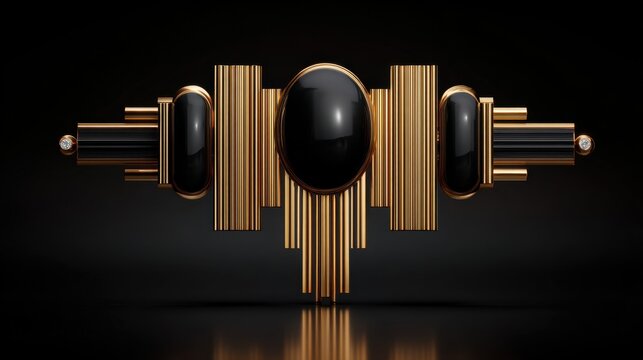 Elegant geometric design featuring shiny black and gold elements with a luxurious and modern artistic flair