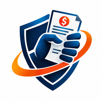 Debt Collection Agency Logo with Secure Shield, Payment Document, Financial Recovery and Professional Service Symbol