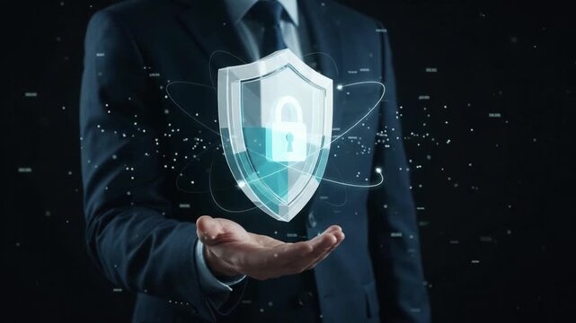 Advanced corporate cybersecurity protecting digital assets, ensuring continuous data integrity and network safeguarding for business resilience with a digital shield