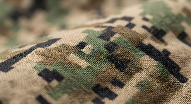 Macro close up of digital camouflage textile pattern