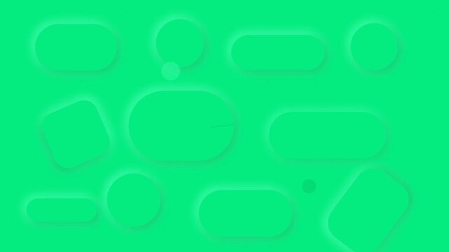 Abstract green neomorphic geometric pattern animation with precise mathematical shapes flowing on vibrant modern background.