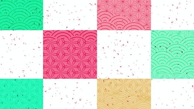 Geometric Japanese pattern in checkered layout 4K