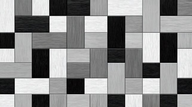 Grey wood-look plank flooring texture, staggered wood grain tile, seamless indoor floor surface