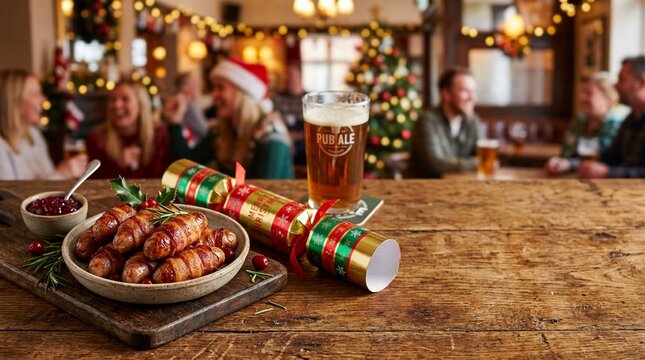 Pigs in blankets served on a festive table, traditional holiday party food everyone loves