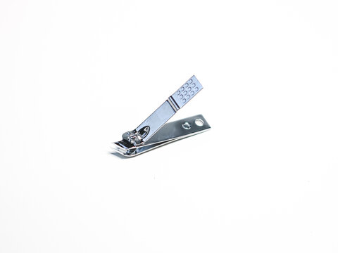 Stainless steel nail clippers isolated on a white background. Clipping path.