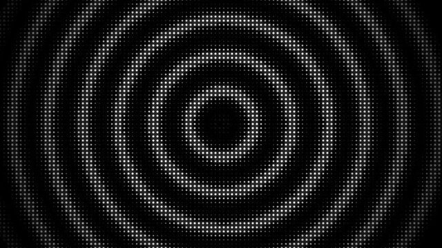 Radial Halftone Dot Pattern with Moving Diamond Particles Seamless. Radar Scanning Interface with Retro Film Borders Animation Loop 4k video