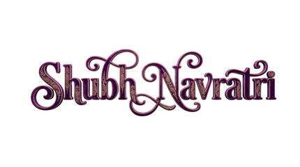Fototapeta premium Elegant purple shubh navratri 3d lettering isolated on transparent background