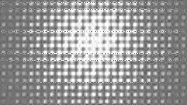 Monochrome halftone dot circular pattern on black background motion graphic