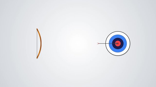 Minimalist archery target and bow illustration on white background