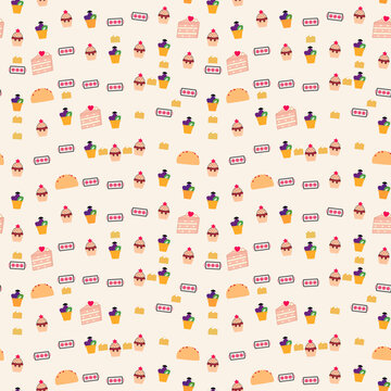 Cute food icons pattern