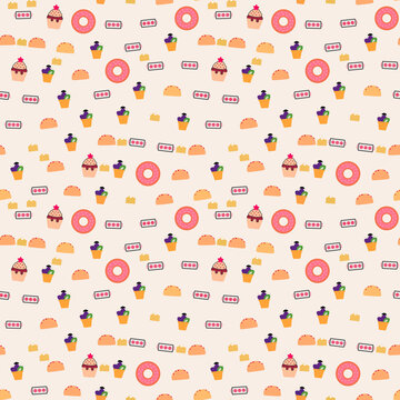 Seamless pattern of assorted food illustrations