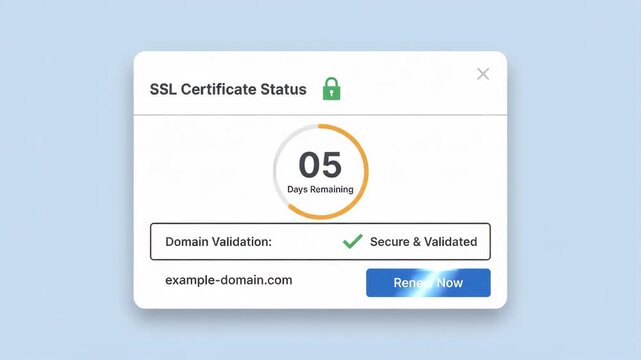 digital security certificate status notification window displays countdown timer showing nine days remaining on clean solid light blue background representing web data protection warning