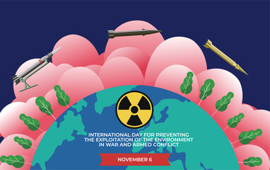 Fototapeta premium International Day for Preventing the Exploitation of the Environment in War and Armed Conflict Poster illustration