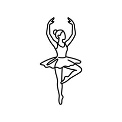 Elegant ballerina in a graceful pose line art drawing. © h4kunA