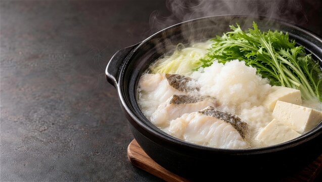 鱈と豆腐に大根おろしを添えた淡雪鍋