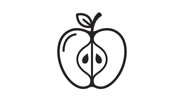 Stylized Fruit Icon with Seed Heart Design
