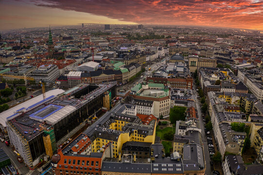 Aerial Drone View of Copenhagen, Denmark