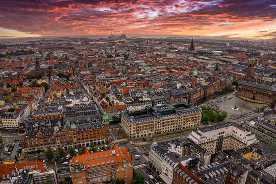 Aerial Drone View of Copenhagen, Denmark