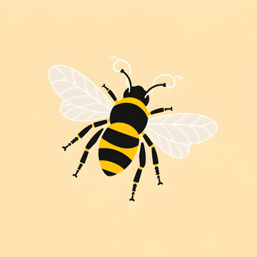 Minimalist graphic illustration of a honey bee on a solid background
