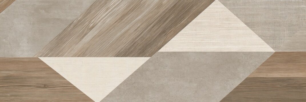 Geometric pattern with wood, concrete, and fabric textures
