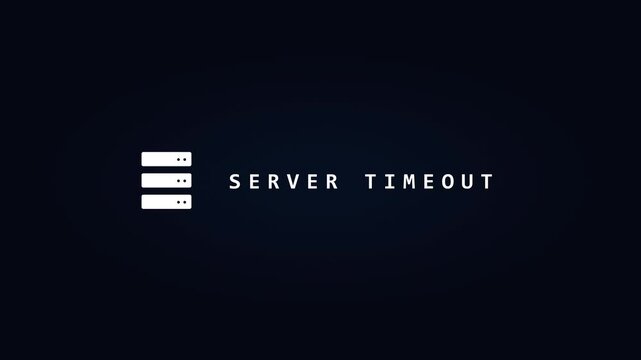 Digital server timeout error screen with tech glitch animation. 4K video