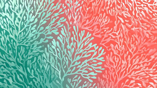 Abstract coral branch pattern in teal and coral gradient