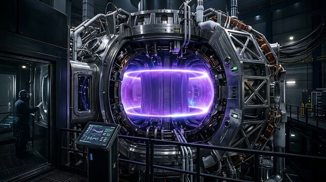 Futuristic Industrial Machinery with Purple Glowing Core