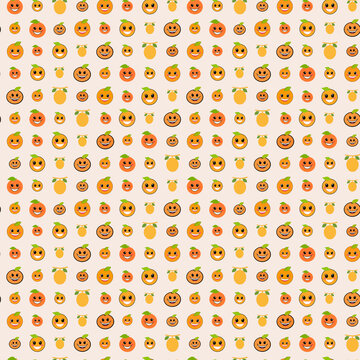 Cartoon orange smiley faces seamless pattern