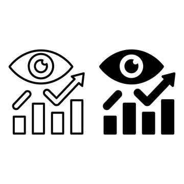 Eye analytics business vision rising chart checkmark vector icon
