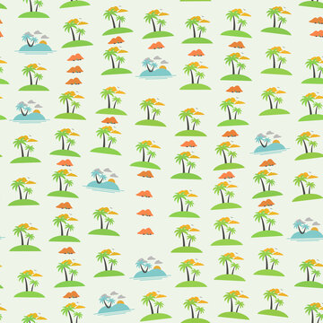 Tropical Islands Pattern with Palm Trees
