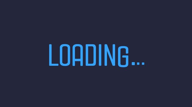 Creative blue LOADING... typography on a dark screen background, representing digital progress