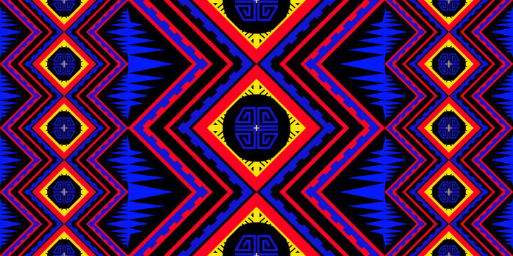 Colorful native american style ornament vector pattern for textile and fabric design.