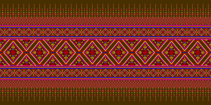 Detailed oriental woven fabric print vector background featuring authentic geometric motifs.
