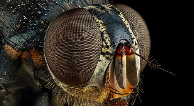 Closeup of fly insect eye.