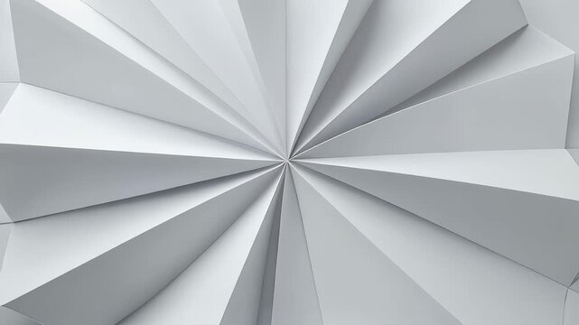 Geometric Paper Origami Background with Radial Fold Pattern and Soft Grey Minimalist Studio Lighting 4K Generative AI