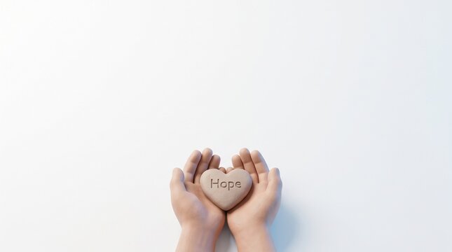 Hands Holding a Heart with Hope Message