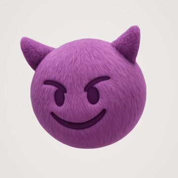 Furry purple devil emoji animation isolated asset, transparent 4K video, alpha channel, ProRes 4444