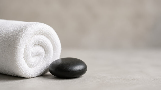 Business growth strategy roadmap featuring rolled towel and smooth stone for calm wellness branding and thoughtful planning