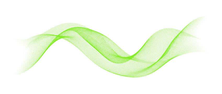 Abstract flowing green wave design. Organic gradient curves with translucent effect. Vector illustration.