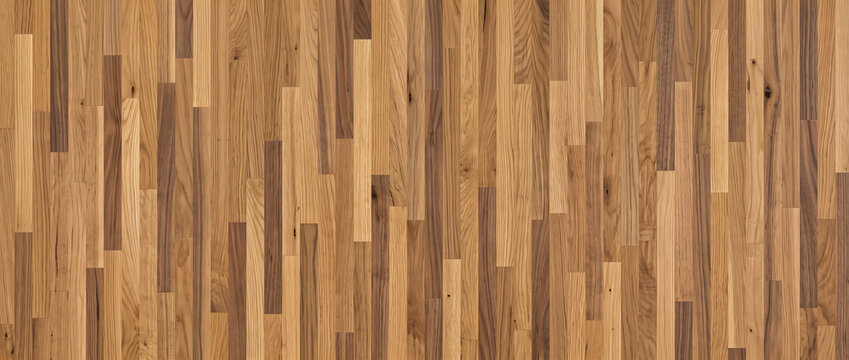 Warm vertical mixed wood plank flooring texture with staggered light and dark tones for a natural interior background