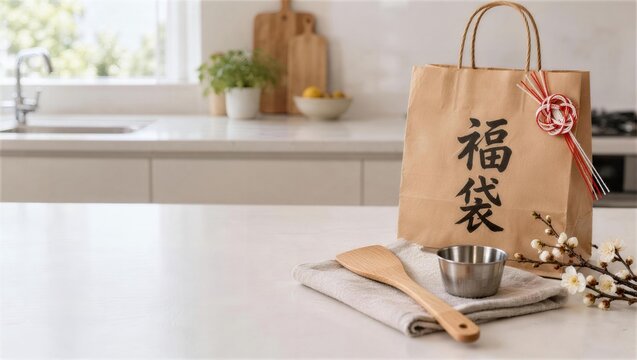 木べらと計量カップを添えたキッチン用品の福袋
