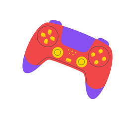 Modern red flat gamepad controller device with gadget and console for videogame player. Electronic gamepad and video game controller in y2k style, perfect for electronic entertainment themes. © Moonnoon