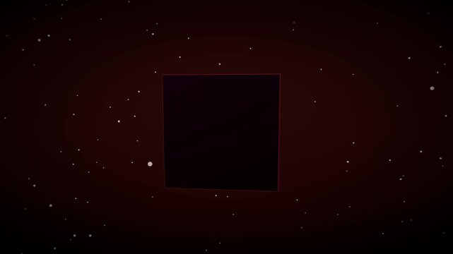 A sleek metallic 3D cube rotating slowly in space, lit by two orbiting colored lights. Deep gradient background with fine dust particles. 15-second seamless loop, 360&deg; rotation. 4