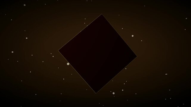 A sleek metallic 3D cube rotating slowly in space, lit by two orbiting colored lights. Deep gradient background with fine dust particles. 15-second seamless loop, 360&deg; rotation. 1