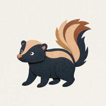 Cute cartoon skunk illustration animation isolated asset, transparent 4K video, alpha channel, ProRes 4444