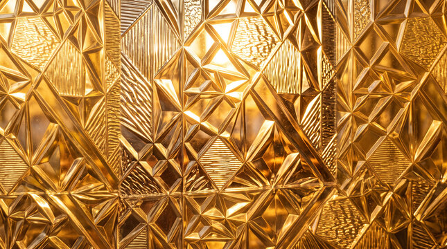Sunlight shining through decorative textured glass with geometric patterns