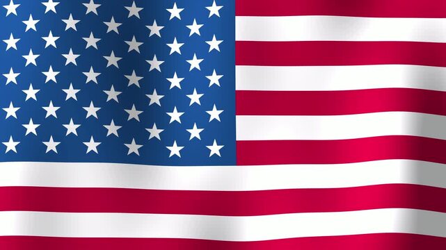 USA flag waving full frame close up, American stars and stripes flag rippling, patriotic background, seamless loop