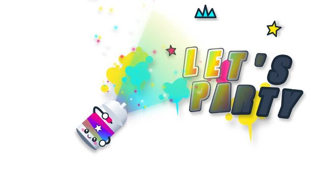 Cute Graffiti Spray Can Animation With Lets Party Text
