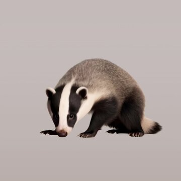 Realistic badger illustration animation isolated asset, transparent 4K video, alpha channel, ProRes 4444