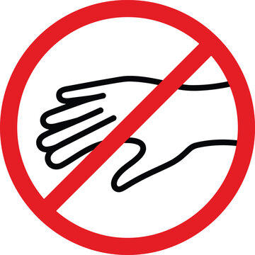 Do not touch sign with a hand icon inside a red forbidden circle warning symbol